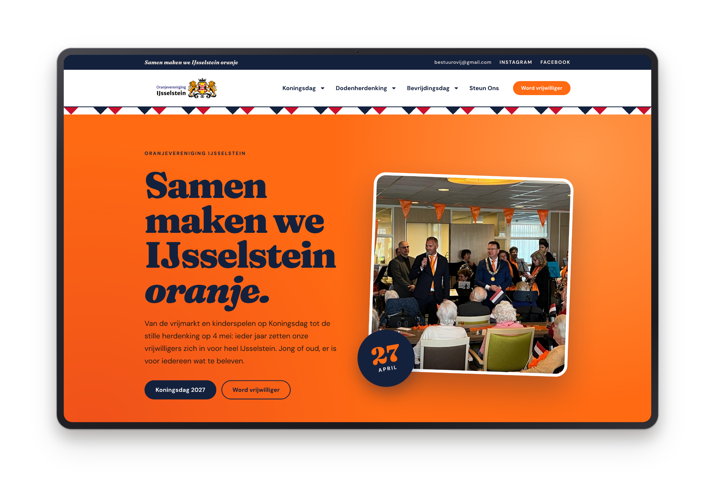 Homepagina van orvij.nl in een MacBook Pro-frame